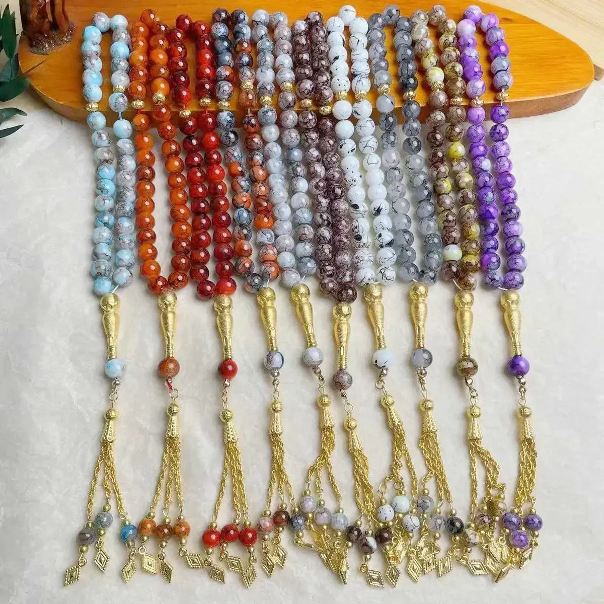 33 Bead Glass Tasbih Prayer Beads – 10mm | Islamic Gift for Women | Handmade