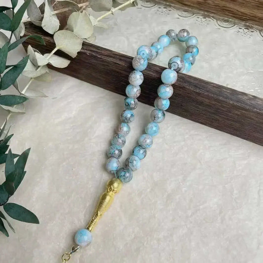 33 Bead Glass Tasbih Prayer Beads – 10mm | Islamic Gift for Women | Handmade