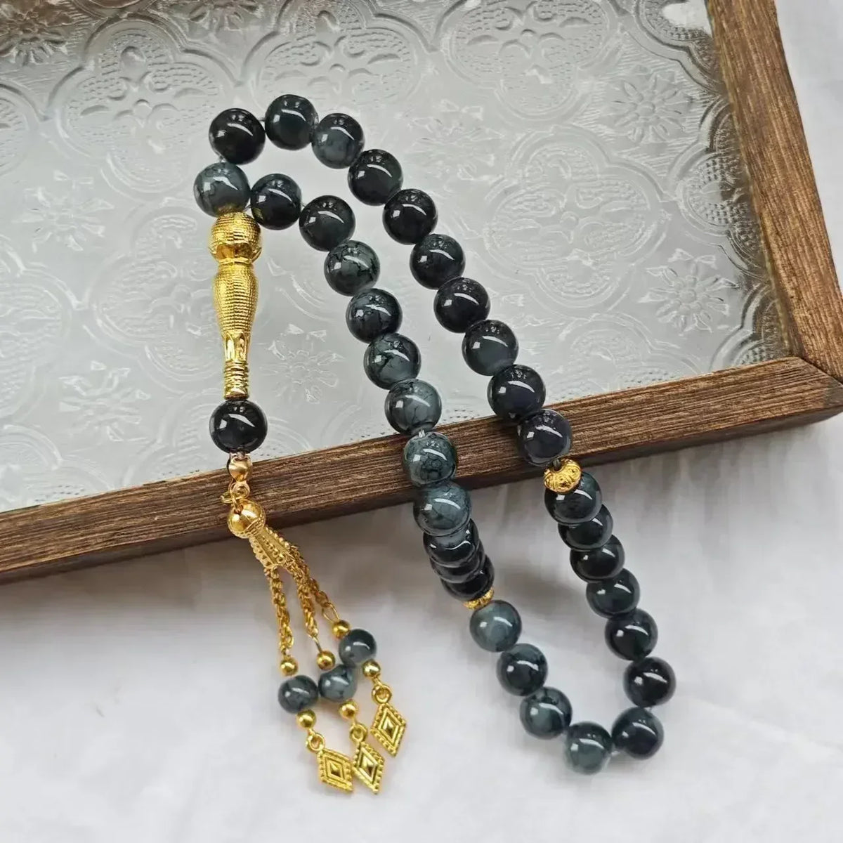 33 Bead Glass Tasbih Prayer Beads – 10mm | Islamic Gift for Women | Handmade